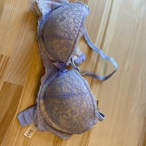 Purple lace bra.